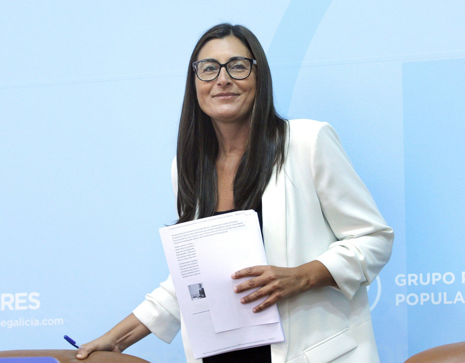 La viceportavoz del grupo del PPdeG, Marta Rodríguez Arias, en la sede de su grupo parlamentario.