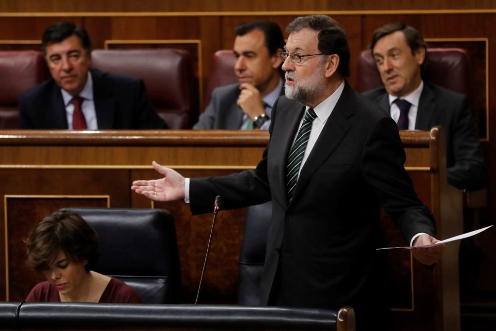 El presidente del Gobierno, Mariano Rajoy, durante su intervención en el Congreso de los Diputados.