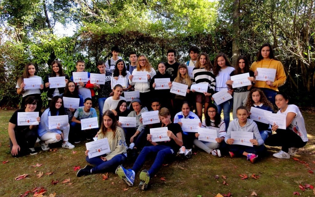 Los alumnos del instituto de Beade que paticiparon en la iniciativa europea.