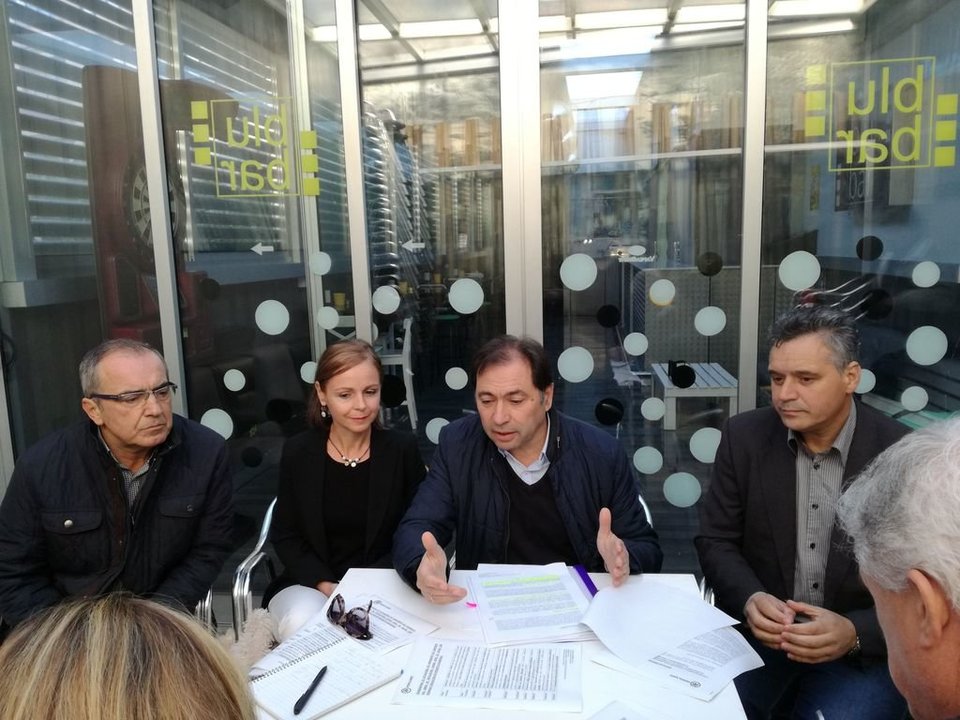 Alberto Novoa, Marisol Valado, Salvador González Solla y Andrés Sampedro, en la rueda de prensa de ayer