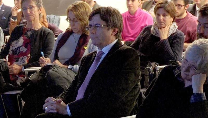 Imagen de televisión del expresidente de la Generalitat Carles Puigdemont en Bruselas