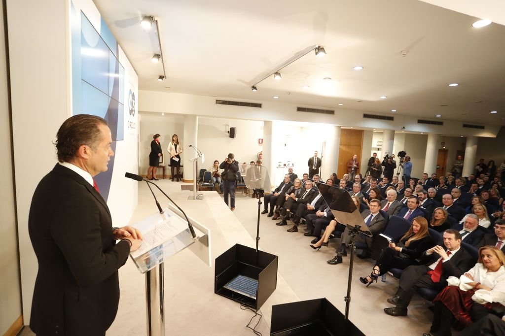 El presidente de Abanca, Juan Carlos Escotet, durante un momento de su discurso en el que enfatizó la transmisión de valores.