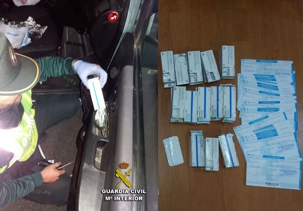 La Guardia Civl incautó 4.000 pastillas de ansiolíticos escondidas en el interior del coche