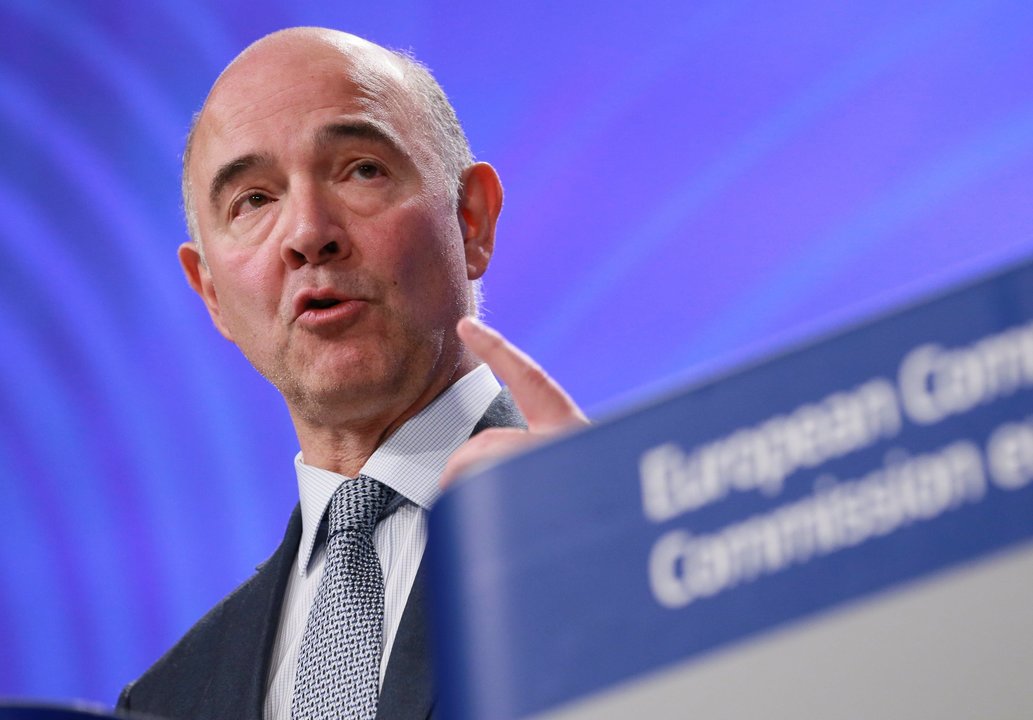 El comisario europeo de Asuntos Económicos, Pierre Moscovici, durante la comparecencia.