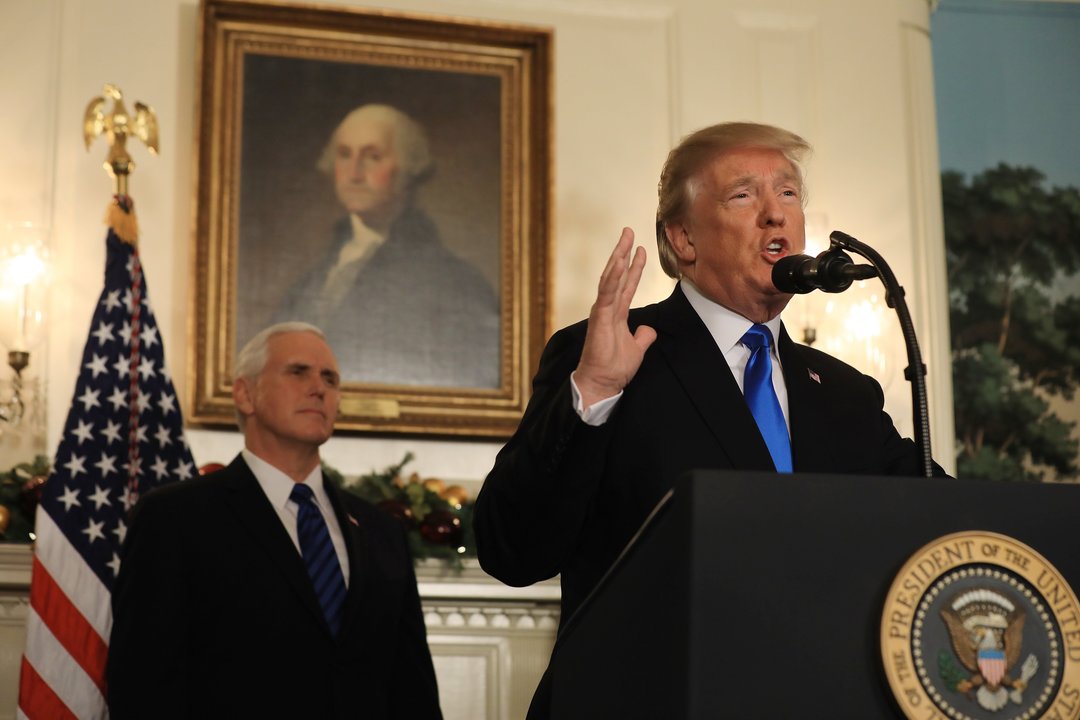 El presidente de EEUU, Donald Trump, durante el discurso en el que anunció la decisión.