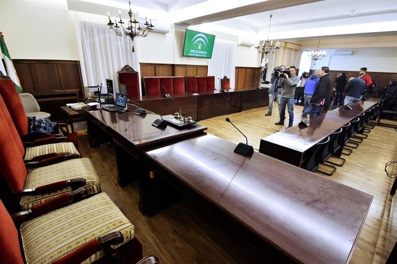 Vista de la sala de la Audiencia de Sevilla donde se juzgará la macrocausa de los ERE