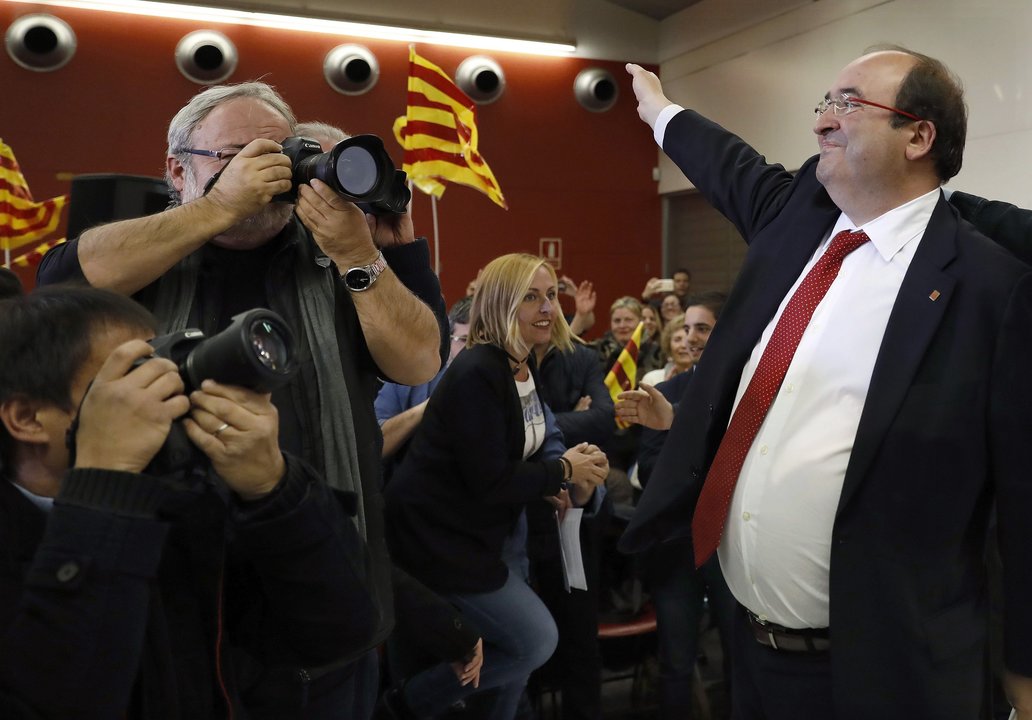 Miquel Iceta, en el acto electoral de los socialistas en Sabadell.