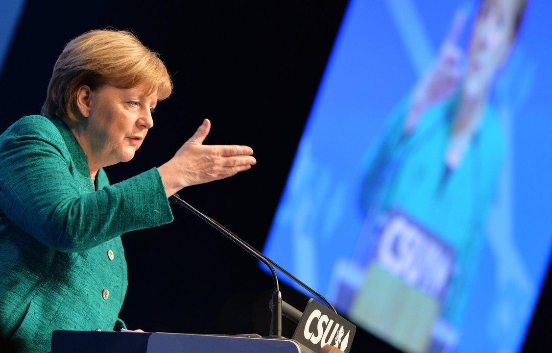 Angela Merkel, durante la convención anual de la Unión Socialcristiana (CSU) en Nuremberg.