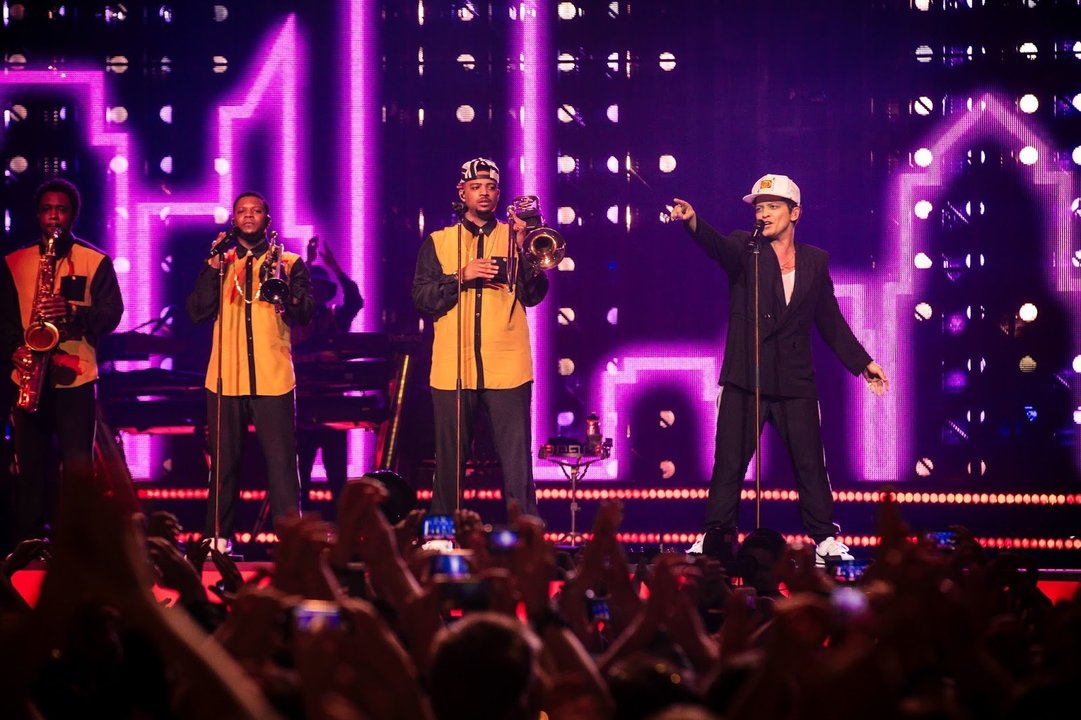 El cantante Bruno Mars durante el concierto que ofreció en el Wizink Center de Madrid el pasado 3 de abril.