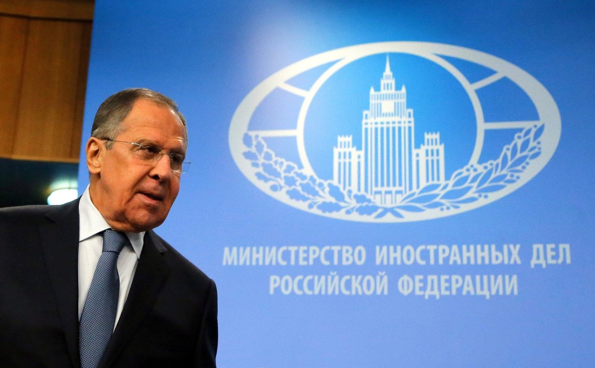 El ministro de Asuntos Exteriores ruso, Serguéi Lavrov, durante su rueda de prensa anual.