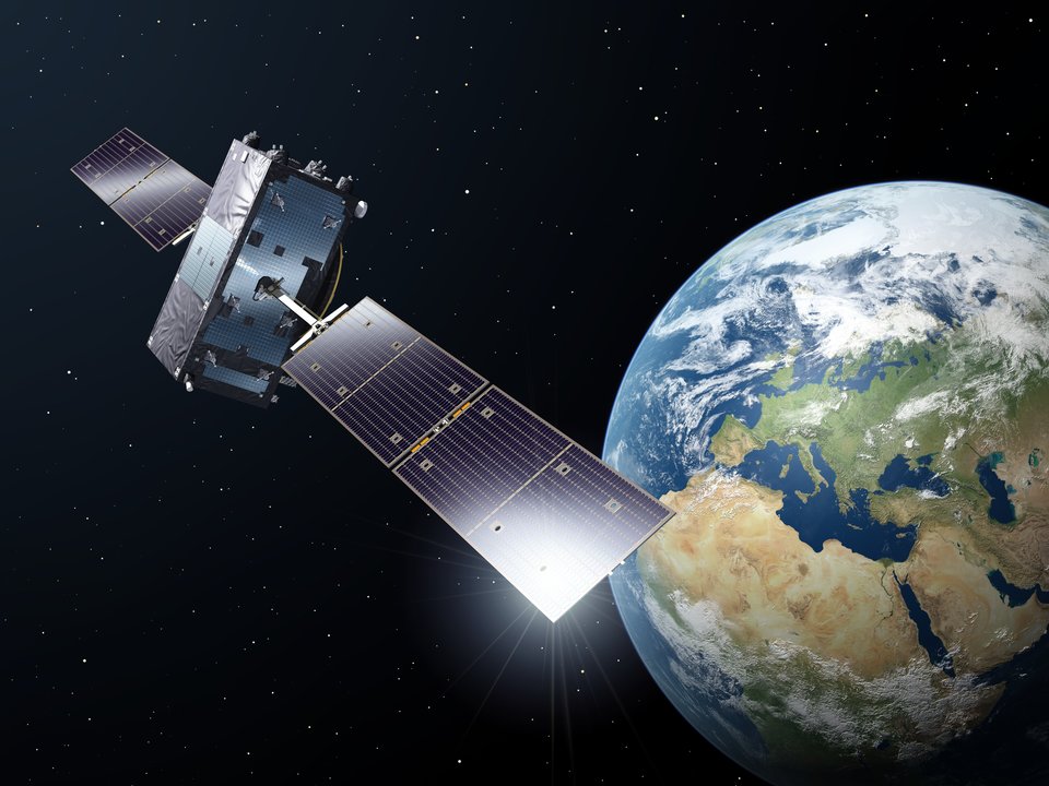 Recreación de un satélite del sistema europeo Galileo.