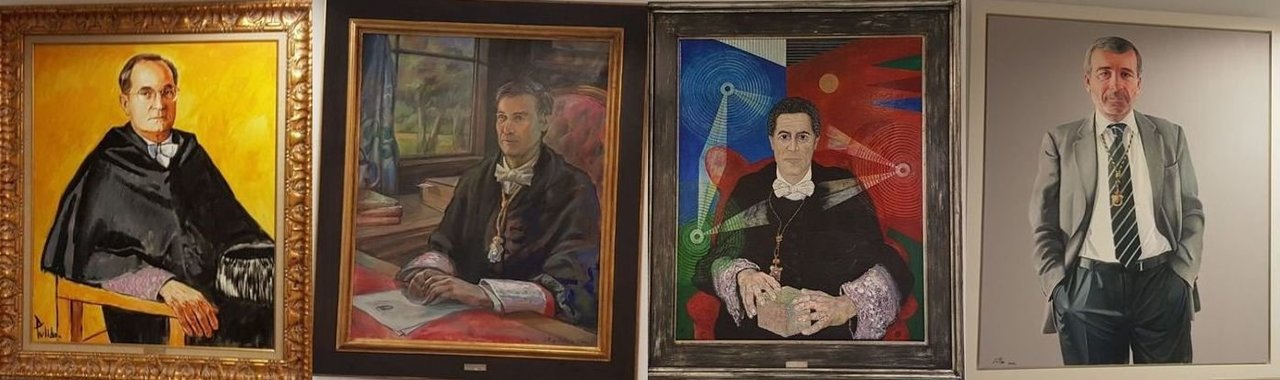 Los que fueron rectores de la Universidad tienen su retrato. Luis Espada, pintado por Antón Pulido; José Antonio Rodríguez Vázquez por Juan Fernández de la Iglesia; Domingo Docampo