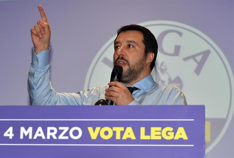 El líder del partido La Liga Norte y candidato a las elecciones generales italainas, Matteo Salvini