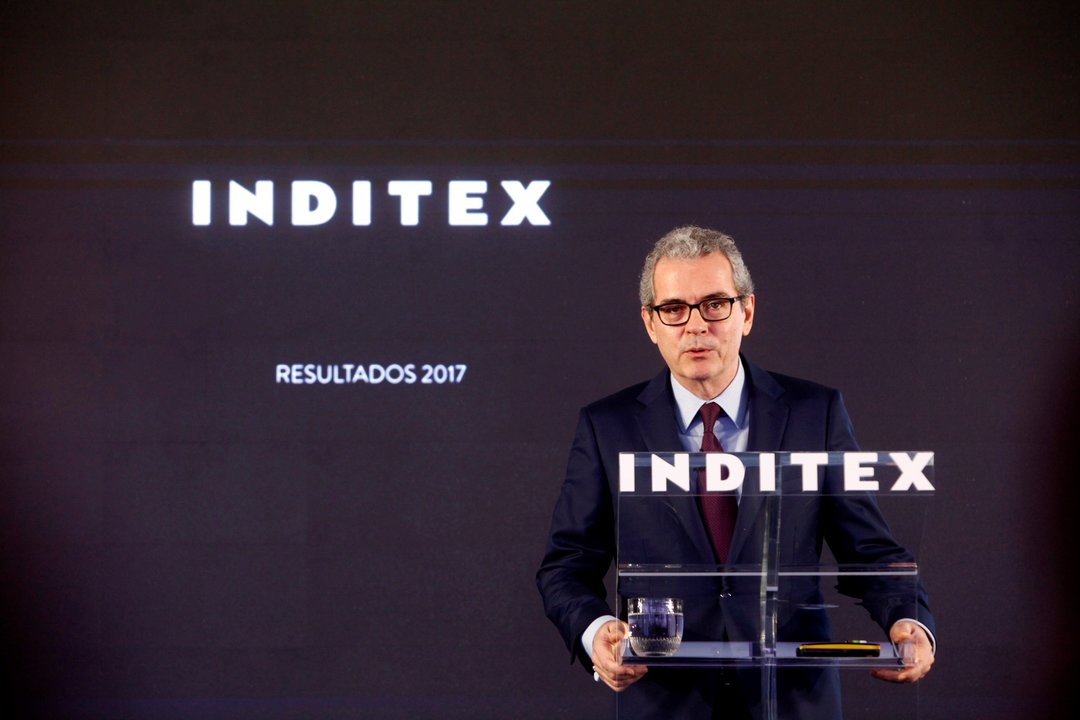 El presidente de Inditex, Pablo Isla, durante la rueda de prensa.