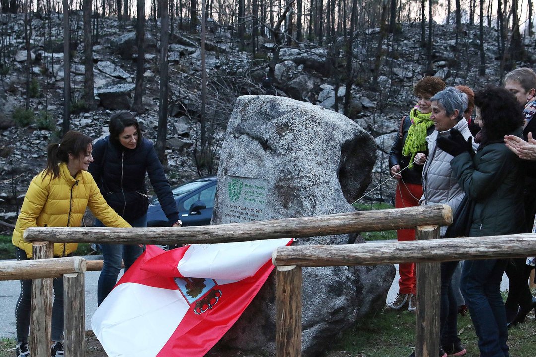 La concejala de Medio Ambiente, Chus Lago, acudió ayer a la inauguración de una estatua en recuerdo de los incendios que afectaron a los montes de Vigo en octubre pasado. La estatua se instaló en los montes de Valladares.