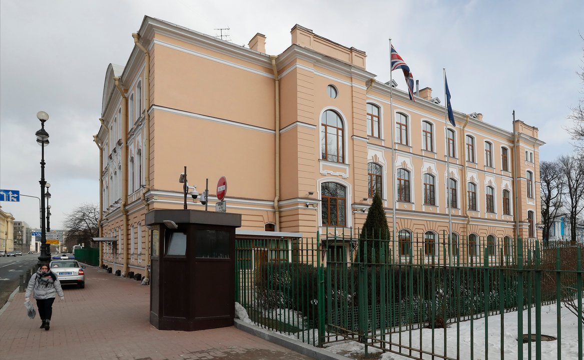 Exterior del consulado británico en San Petersburgo, cuya apertura Putin decidió clausurar.