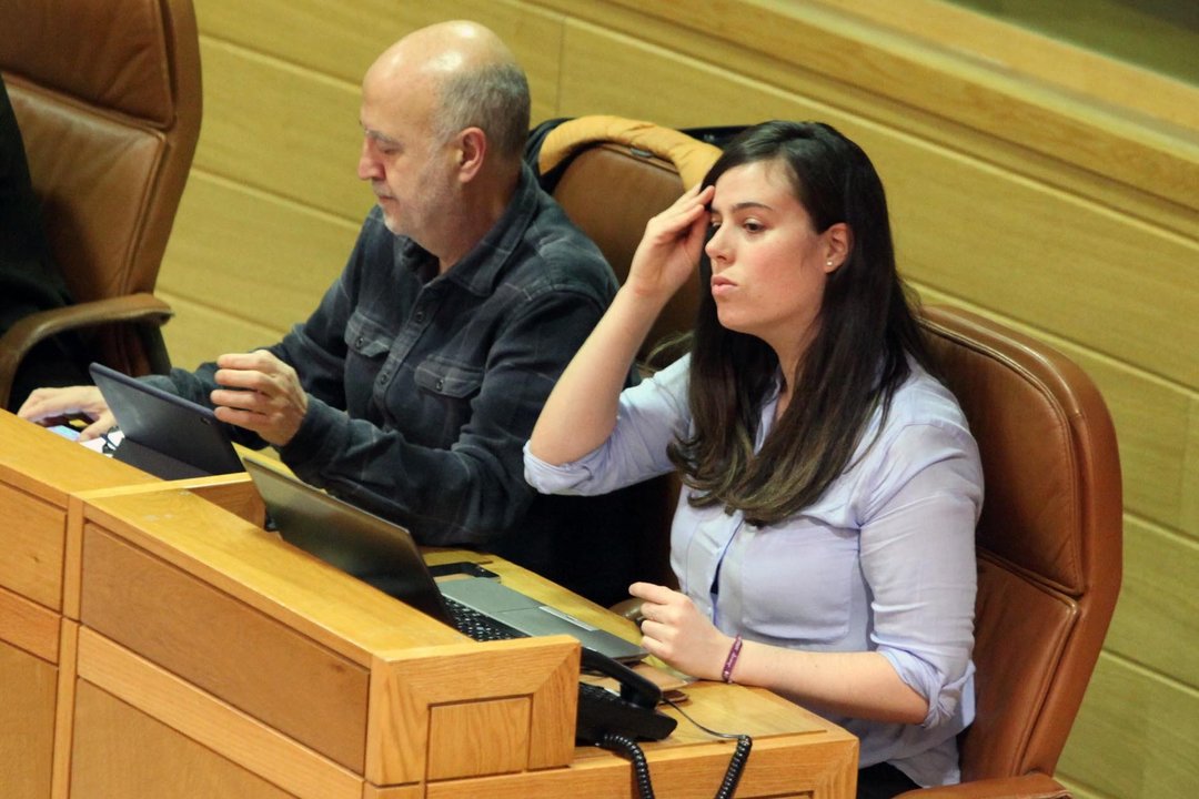 Paula Quinteiro, en la sesión plenaria del Parlamento gallego.