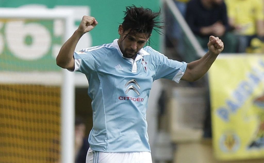 Nolito celebra un gol durante su estancia en el Celta.