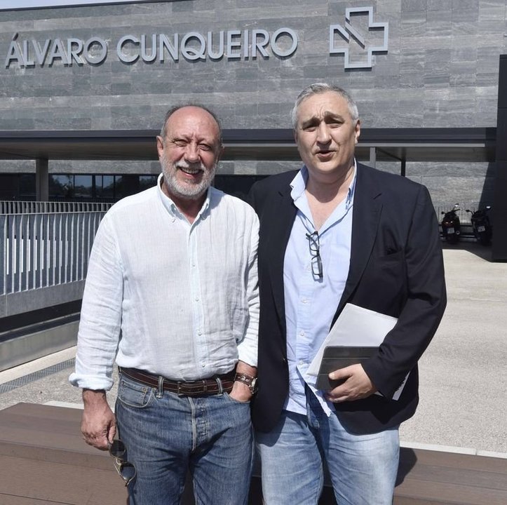 Luis Alba y Francisco Estévez, ayer en el Cunqueiro.