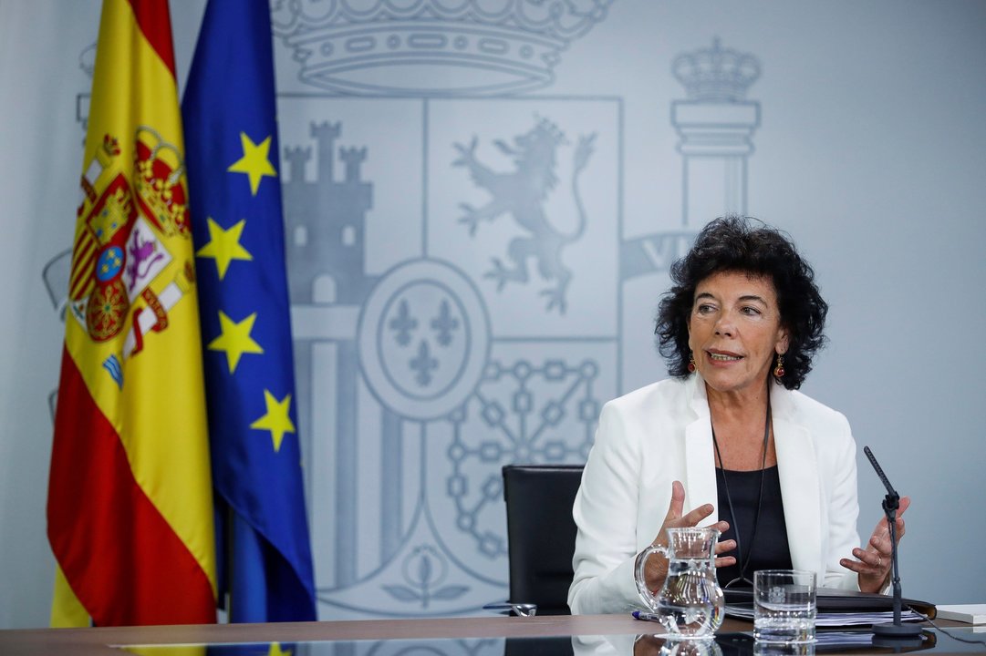 Isabel Celaá, durante la rueda de prensa posterior a la reunión del Consejo de Ministros.