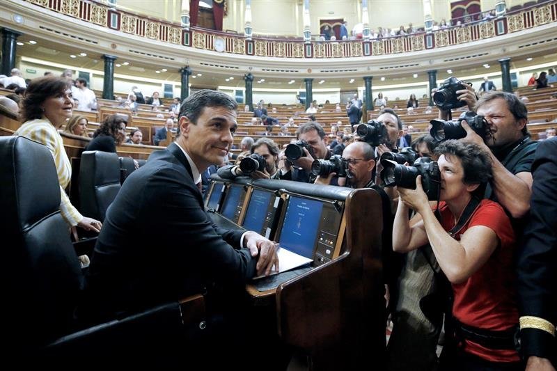 El presidente del gobierno Pedro Sánchez, en la sesión de control en el Congreso de los Diputados