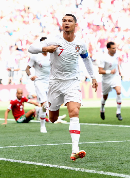 Cristiano Ronaldo celebra su tanto de ayer ante Marruecos.