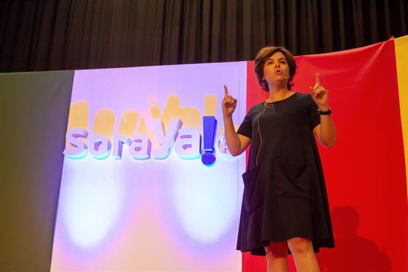 La candidata a la Presidencia del PP, Soraya Sáenz de Santamaría