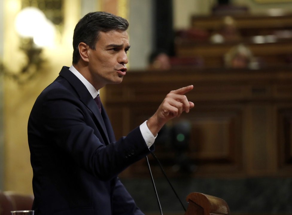 Pedro Sánchez, durante su intervención en el Congreso de los Diputados.