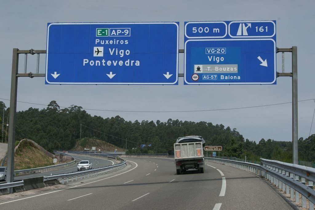 Entrada al tramo de la autopista AP-9 que discurre desde Vigo hasta Porrño y Tui.