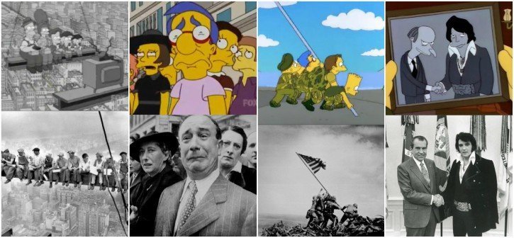 Algunas de las imágenes parodiadas por los Simpsons.