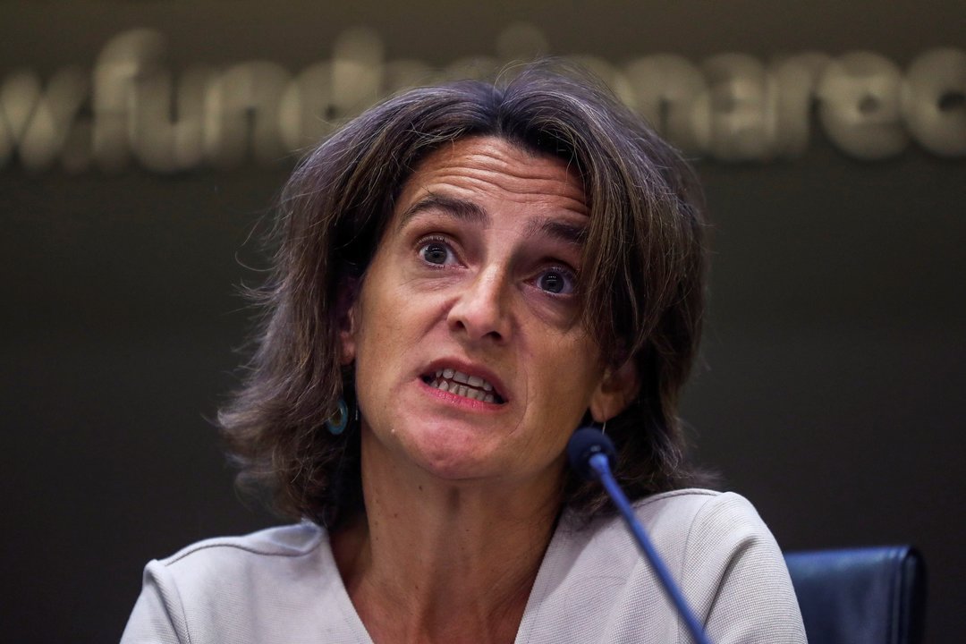 La ministra Teresa Ribera, ayer en las jornadas &#34;La Transición Energética y el Empleo&#34;, en Madrid.