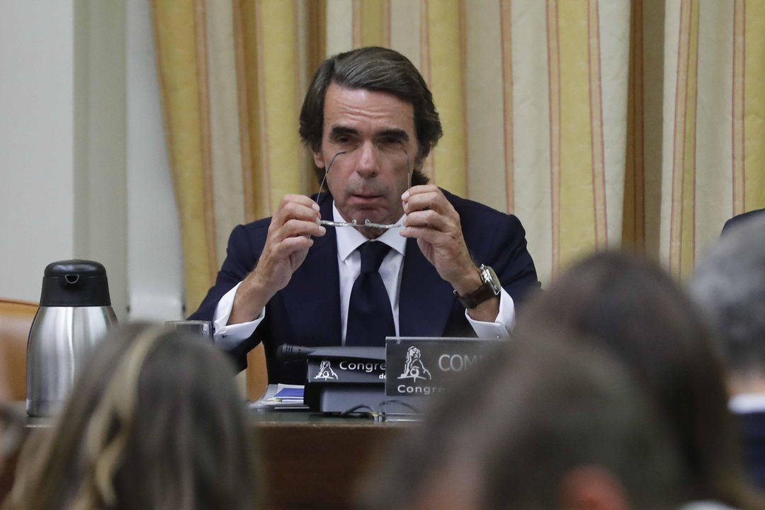 Aznar, durante su comparecencia ante la comisión del Congreso de los Diputados.