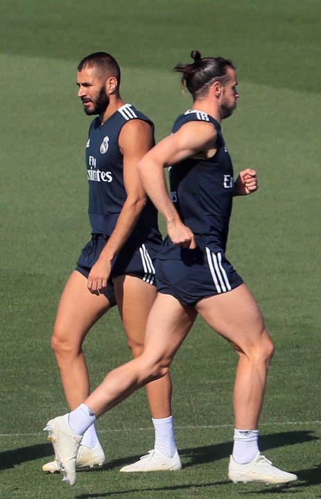 Benzema y Bale, ayer, en el entrenamiento del Real Madrid.