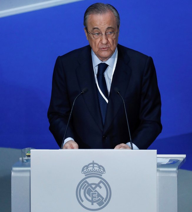 Florentino Pérez, ayer, durante la Asamblea del Real Madrid.