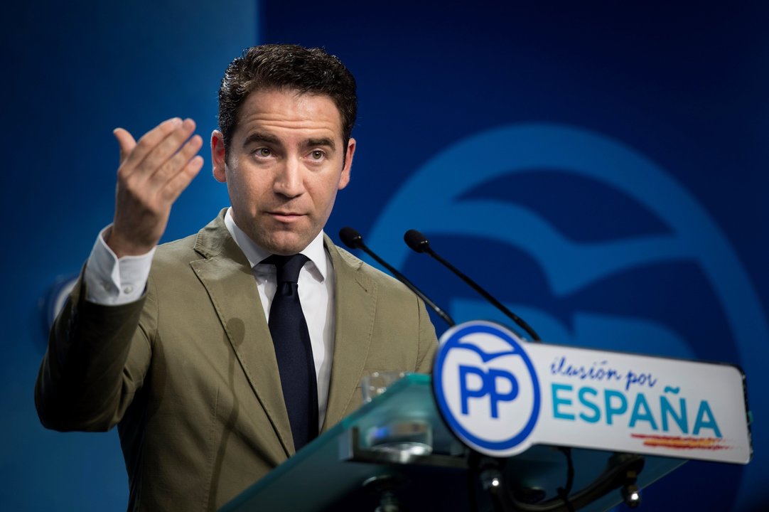 García Egea, ayer durante la rueda de prensa que ofreció en Madrid.