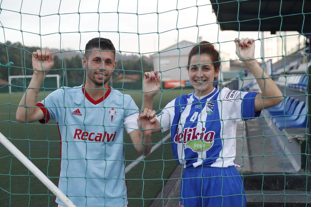 Miguel, en el Celta juvenil, y Tamara, en el Valladares, comparten amor por el fútbol y responsabilidad en sus equipos.