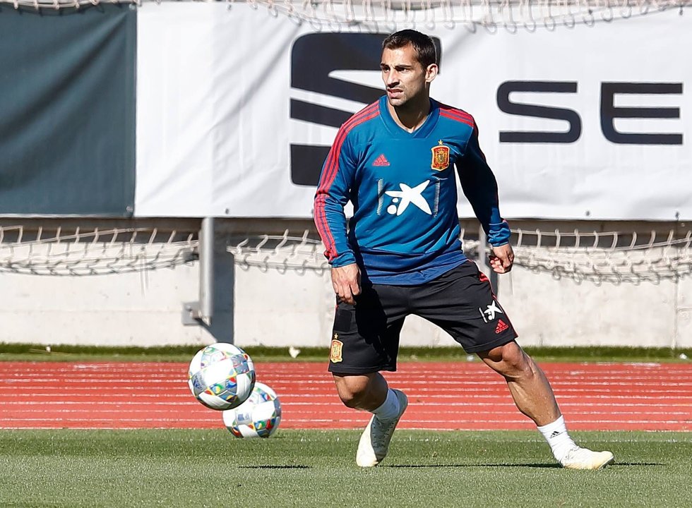 Jonny Castro, ayer durante su primer entrenamiento como miembro de la selección española absoluta.