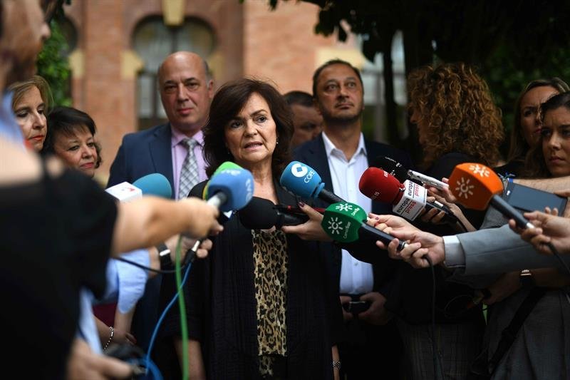 La vicepresidenta del Gobierno, Carmen Calvo, espera que los partidos independentistas catalanes apoyen en el congreso de los diputados los presupuestos