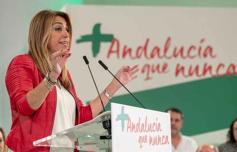 La presidenta andaluza, Susana Díaz, durante su intervención en la reunión del comité director del PSOE-A hoy en Sevilla