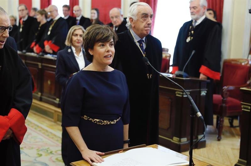 La exvicepresidenta del Gobierno Soraya Saénz de Santamaría durante su toma de posesión como miembro del Consejo de Estado