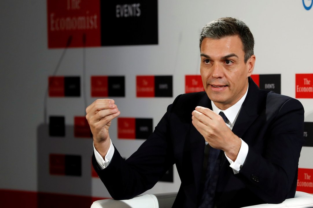 Pedro Sánchez, durante el evento organizado por The Economist.