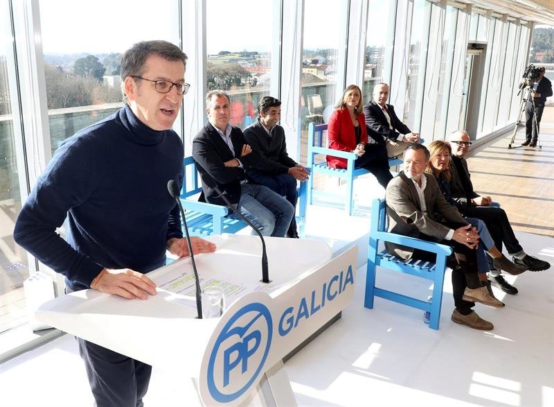 El presidente del PP de Galicia, Alberto Núñez Feijoo durante su intervención