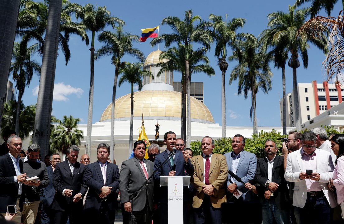 El presidente de la Asamblea Nacional venezolana, Juan Guaidó, durante un acto ayer en Caracas.