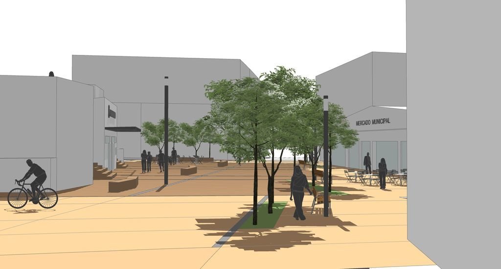 Recreación de cual será el aspecto del entorno de la Plaza y el Auditorio, tras acometer la remodelación.