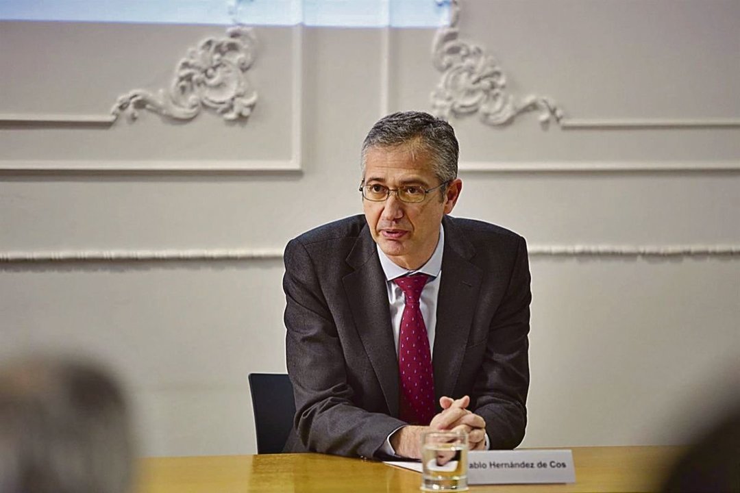 El gobernador del Banco de España, Pablo Hernández de Cos, en una comparecencia.