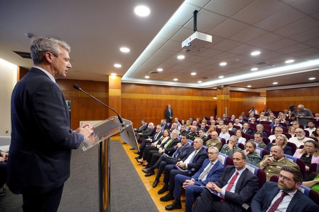 Alfonso Rueda, ayer en su intervención ante la asamblea de los empresarios en Vigo.