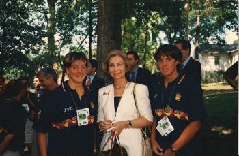 La viguesa Susana Garabatos junto a la Reina Doña Sofía durante los Juegos Olímpicos de Atlanta'96.