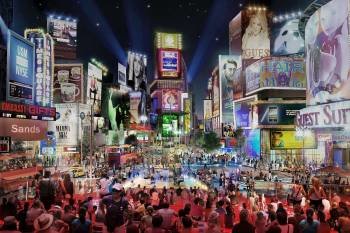 Recreación del proyecto futuro del complejo Eurovegas en Alcorcón, que tendrá su propio Times Square.