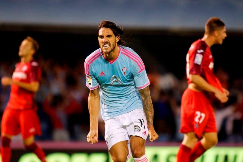 Joaquín Larrivey celebra el gol que le hizo el domingo al Getafe.