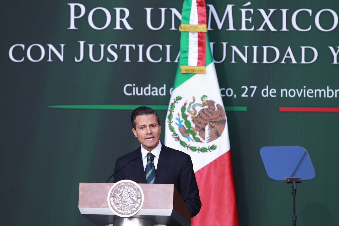 El presidente mexicano Enrique Peña Nieto, durante su mensaje a la nación.